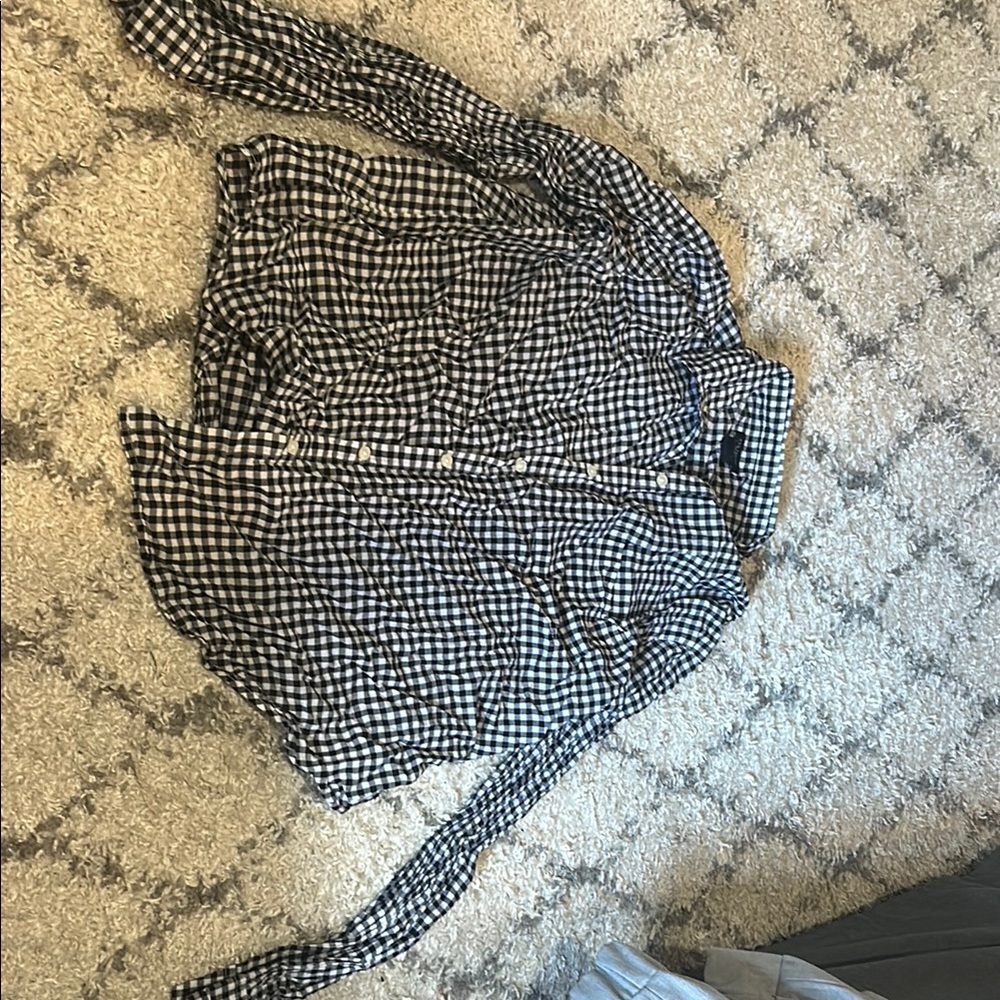 Ann Taylor Factory Black and White Plaid Shirt